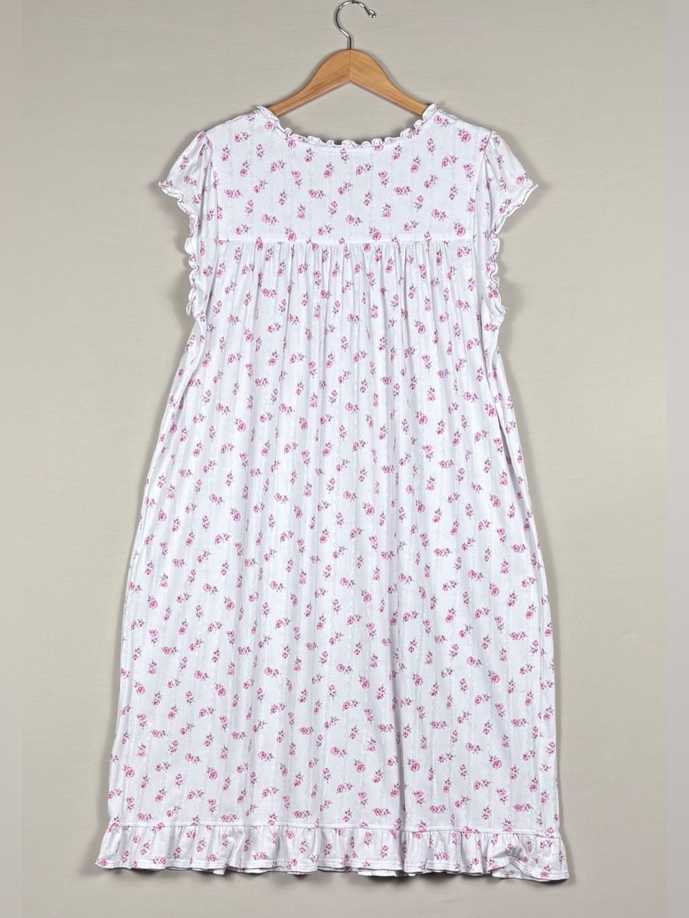 Eileen West Pink Floral Cotton Blend Nightgown Cottagecore Sleep Dress LG - Picture 3 of 4